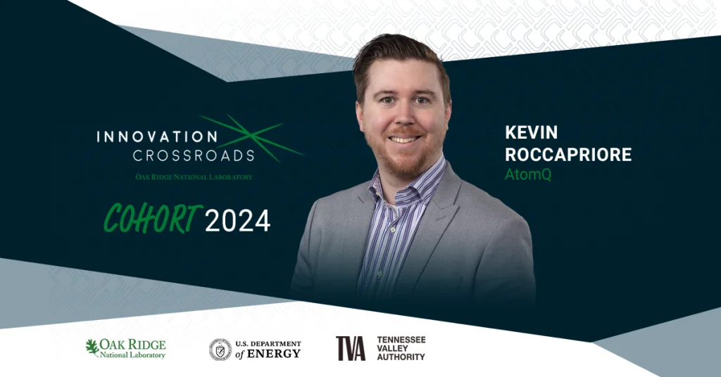 Innovation Crossroads Cohort 2024 profile graphic for Kevin Roccapriore of AtomQ