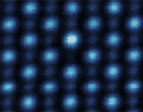 Animated atomic-resolution view of an engineered crystal lattice